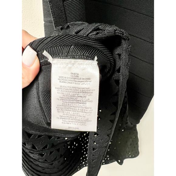 Herve Leger Sleeveless Asymmetric Knee Length Fishtail Dress Black Women's XS - Picture 4 of 6